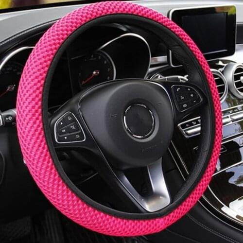 Car Steering Wheel Cover Ice Silk Elastic Steering Wheel Protection Fabric Breathable Cover Fits For All Most Cars