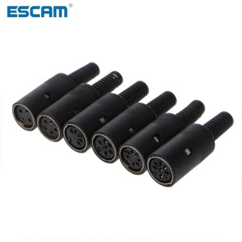 ESCAM 1Pc Male/Female DIN Plug Socket Connector 3/4/5/6/7/8 PIN Chassis Cable Mount