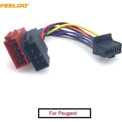 FEELDO Car Stereo Audio Conversion Plug Wire Adapter For Pionner To Peugeot CD Radio Wiring Harness Original Head Units Cable