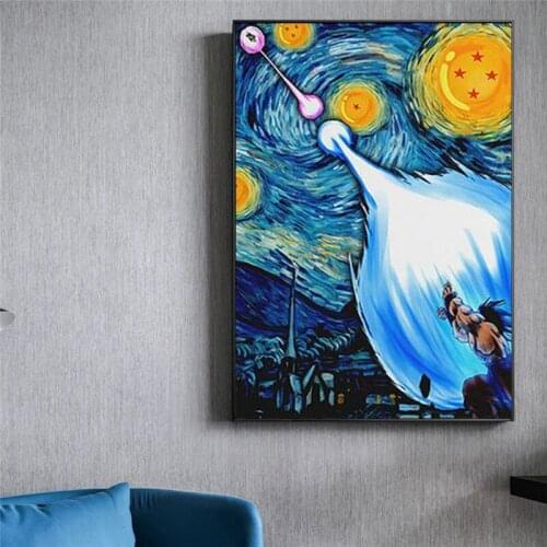 Art Painting Van Gogh Night Scene Cartoon Abstract Canvas Painting Posters and Prints Teenager Bedroom Wall Decoration Painting