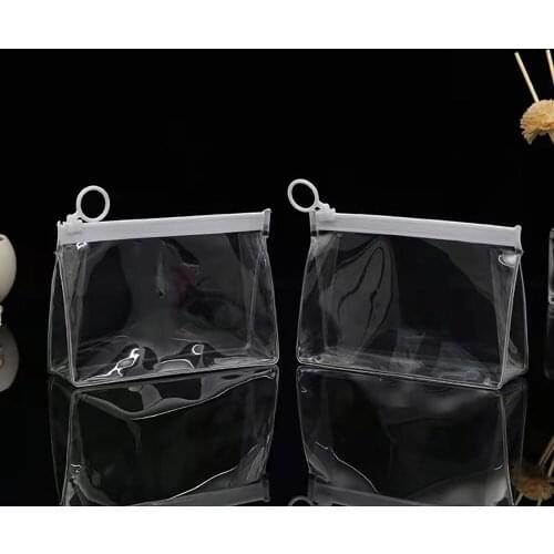 Cosmetics BagsTransparent EVA Stereo Wear Resistant EVA fold Bottom Cosmetics Bags Gift Circle Pull Ring zipper Cosmetics Bags