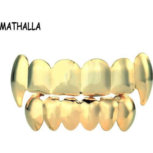 MATHALLA Hip Hop Blood Ghost Houndstooth Teeth Grill Gilded Gold Hip Hop Grill Party Decoration Accessories Halloween Gift