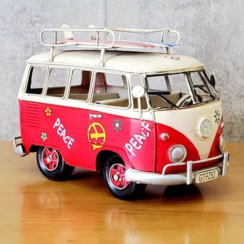 Tour Bus Model Model Car Decoration Access Ironwork Crafts HandmadeModel Works Collection Handicraft Decorations Gifts Nostalgic