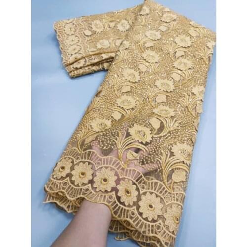 Fashion Nigerian Lace Fabrics 2021 High Quality Lace African Lace Fabric French Tulle Lace With Sequins 5Yards