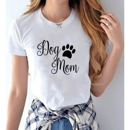 2020 New Fashion Dog Mom Print T-shirt Casual Short Sleeve Plus Size T-shirt Women Cotton Cute Tops for Women T Shirts Female