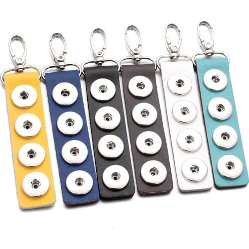 New Snap Jewelry Snap Button Keychain Belt PU Leather Key Chains Fit 18mm Snap Buttons Keyring Bags Charm Pendant Keys for Women