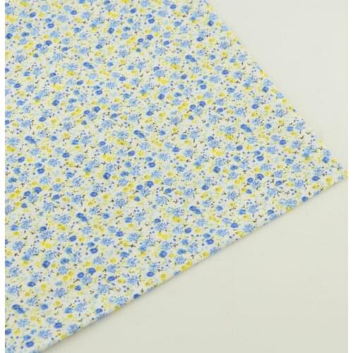 100% Cotton Fabric Lovely Bue Flowers Printed for Beginners Practice Curtain Pillow Tilda Doll Patchwork Tissue Tecido Art Work