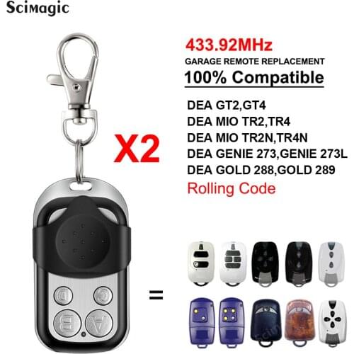 2X For DEA MIO TR2 TR4 GT2 GT4 MIO TR2N TR4N GOLD 288 DEA GOLD 289 Garage Door Remote Control 433.92MHz Rolling Code Transmitter