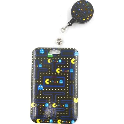 Funny Cartoon Game Cartoon Cute Credit Card Holder Lanyard Women Men Kid Student Retractable Badge Reel ID Name Bus Clips Card