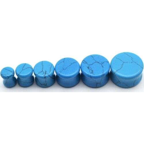 Blue Ear Plugs Taper Expander Stretcher Stone Flesh Tunnel Piercing For Men 16mm Wholesale Body Jewelry Punk Earrings