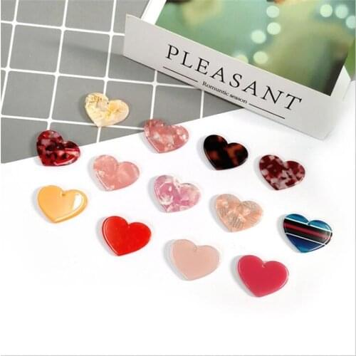 2pcs/lot Heart-shaped Acetic Acid Resin Charms Connectors for Earring Pendant Earring Accessories diy Handmade jewelry making