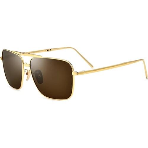 Titanium Men Polarized Sunglasses UV400 Silver/Black/Gold Square Glasses For Men Vintage Folding Glasses JDA3125