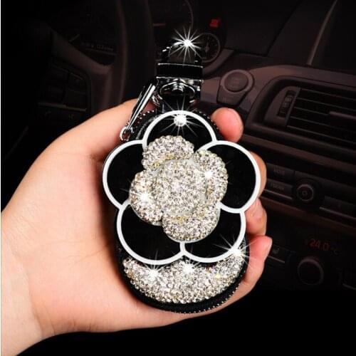 Sparkling Car Key Case Rhinestones Key Fob Cover for Car Accessories for Girls Key Holder mini keys storage bags