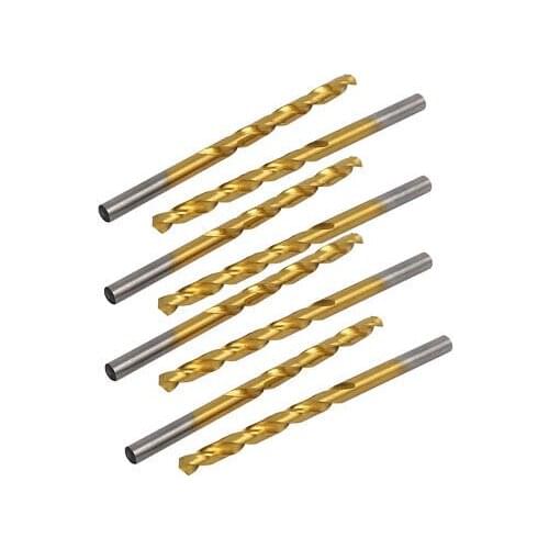 4.8mm Drilling Diameter Titanium Plated Straight Shank Twist Drill Bit 10pcs