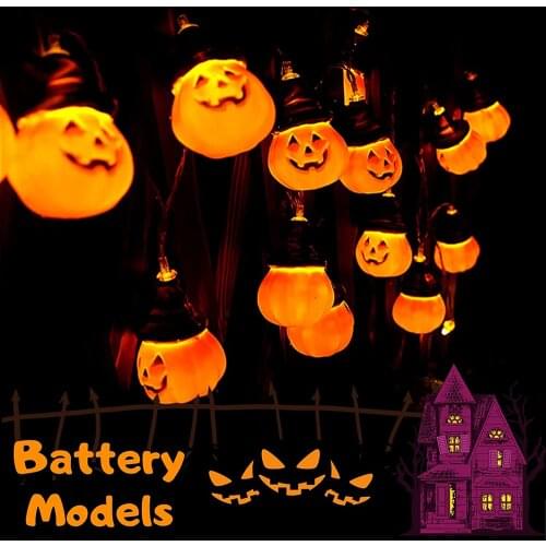 Battery Powered LED Halloween Pumpkin Lights Lanterns 10/20/40 LED 3D Pumpkin String lights for All Saints' Day Halloween Party