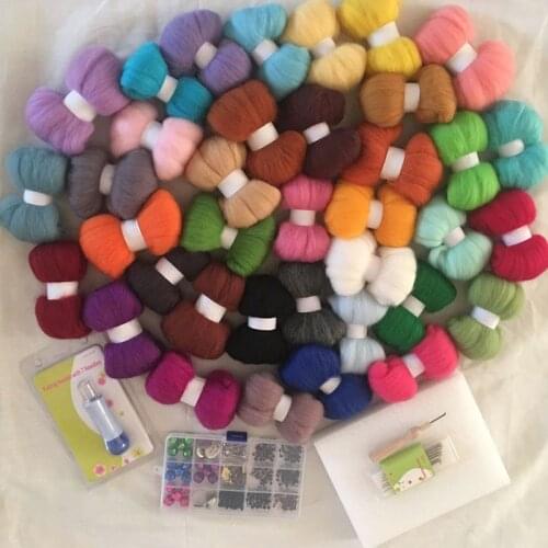WFPFBEC 10G/BAG 37 COLORS 70S DIY WOOL FOR FELTING WOOL FIBER tools set wool roving in needles NO3
