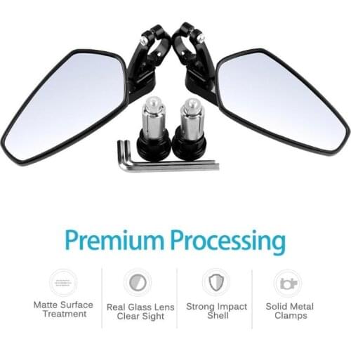 2x CNC Handlebar Rearview Mirrors Aluminum Motorcycle 7/8 inch Durable and Practical Universal for Honda Yamaha 175X55X50mm