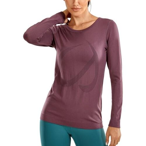 Womens Seamless Athletic Long Sleeves Sports Running Shirt Breathable Gym Workout Top