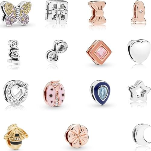 925 Sterling Silver Reflections Clip Charms Butterfly Honeybee Flower Bead For Women 925 Original Pandora Bracelets