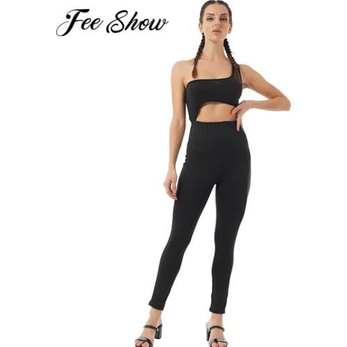 Women Gymnastics Jumpsuit for Female Yoga Fitness Bodysuit Running Workout Leotards Hollow Out Waist High Waist Jumpsuit Clothes