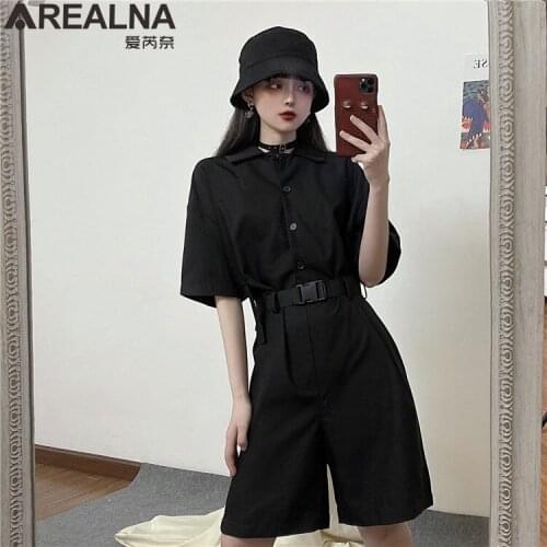 2021 New Women Casual Short Sleeves Jumpsuit Women Overalls Biker Shorts Women Clothes Vetement Femme Joggers Women Ropa Mujer