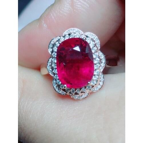 Tourmaline Ring Pure 18K White Gold AU750 100% Natural Tourmaline Gemstones 3.36ct Female Rings for Women Fine Ring