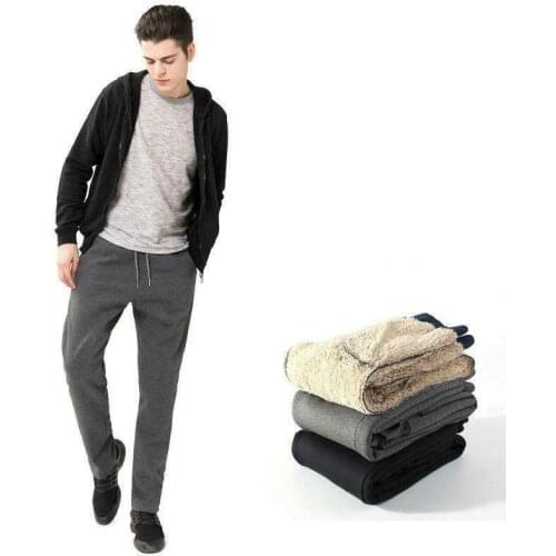 Winter Mens Thicken Sherpa Warm Fleece lined Casual Sport Pants Joggers Trousers