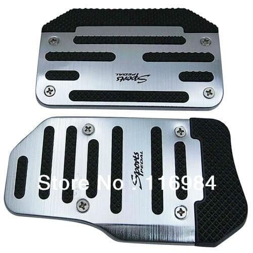 1set Silver Non-Slip Sports Automatic Brake Footrests Car Pedal Cover 2pcs