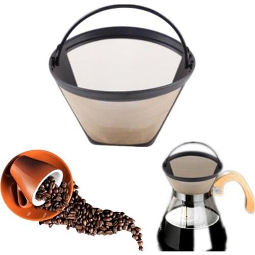1pc Reusable Stainless Steel Coffee Maker Accessories Cone-Style Kitchen Gadgets Coffee Filter Handmade Coffeeware Kitchenware