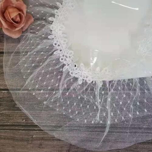 1Yards Latest Embroidery Lace Fabric 12cm White Tulle Lace Fabric Guipure Dot Lace Ribbon Sewing Trim Dress Clothing Craft QA22