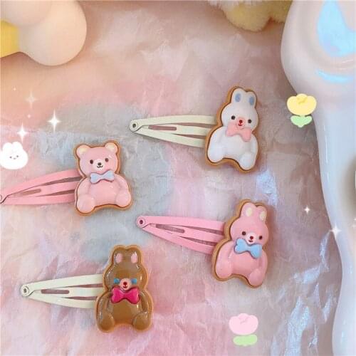 2Pcs/Set New Child Cute Bear Rabbit BB Clip Korean Version Simple Girl Side Clip Babby Hair Clip Cartoon Animal Headdress