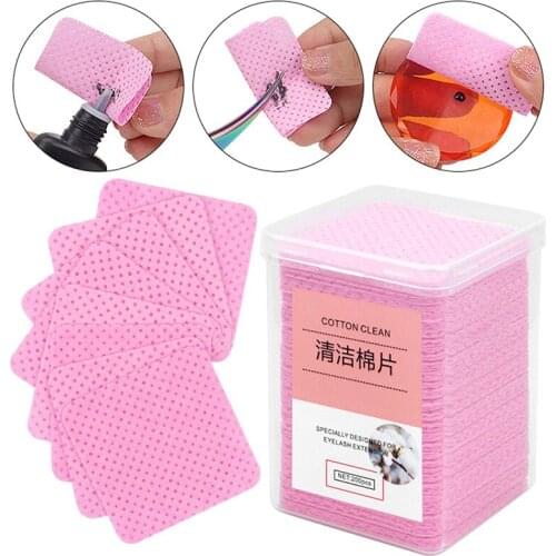 200pcs Lint-Free Eyelash Glue Remover Cotton Wipes UV Gel Nail Tips Polish Remover Cleaner Cotton Sheet Makeup Clean Pads