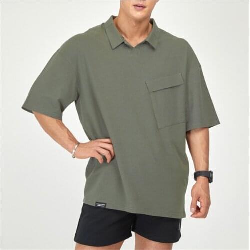 2021 Men Fitness Loose Polo Man Fashion Polo Shirt Casual Fashion Plain Color Half sleeve High Quality Slim Polo Shirt