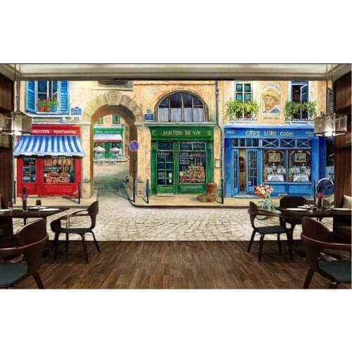 3d wallpaper custom photo mural Large hand-painted European street shop bike restaurant tooling room wallpaper for walls 3 d