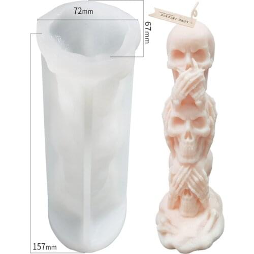 3d Skull Candle Silicone Mold Diy Halloween Funny Shape Chocolate Ice Cube Mold Resin Skull Mold Making Tool
