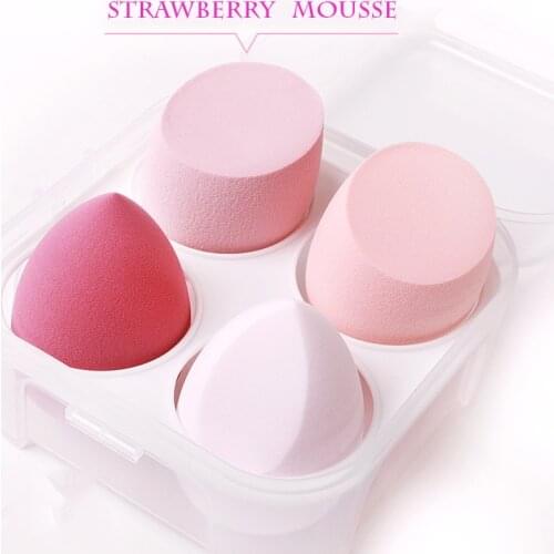 4Pcs Makeup Blender Cosmetic Sponge Powder Puff Makeup Sponge with Storage Box Foundation Beauty Tool Women Make Up Accessories