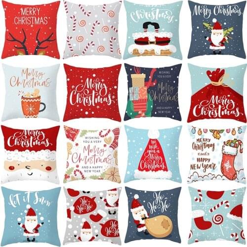 45cm Cotton Christmas Cushion Cover New Year 2022 Decorations Santa Claus Snowman Pillow Case Xmas Decorative Pillowcase Cover