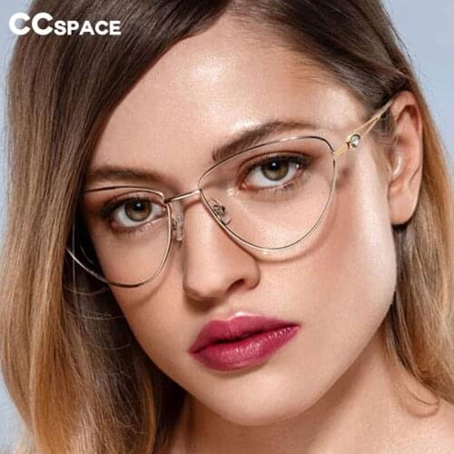 48184 Sexy Cat Eye Diamond Metal Glasses Frames Men Women Optical Fashion Computer Glasses