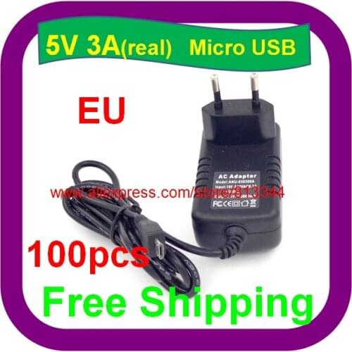 100PCS 5V 3A Raspberry PI 3 Power Adapter Micro USB Charger For Onda V972 V973 V975m V975s V975 V891W For Teclast X98 Air 3G