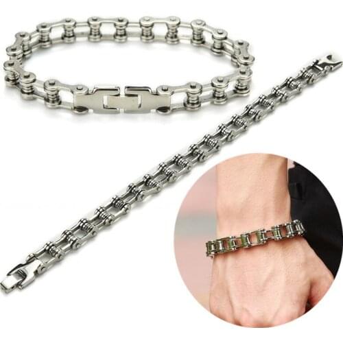 Fashion Mens Stainless Steel Biker Bracelet Bicycle Link Chain Motorcycle Bike Bicycle Chain Bracelets Bangles Jewelry