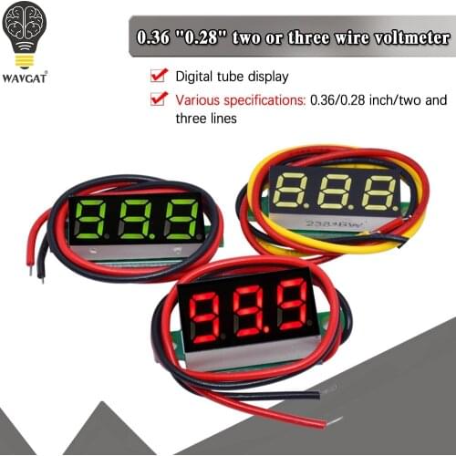 0.36 Inch 0.36" Digital Voltmeter Red Green Blue DC 0V-100V Three Lines 3 digit Voltage Panel Meter Display led Color