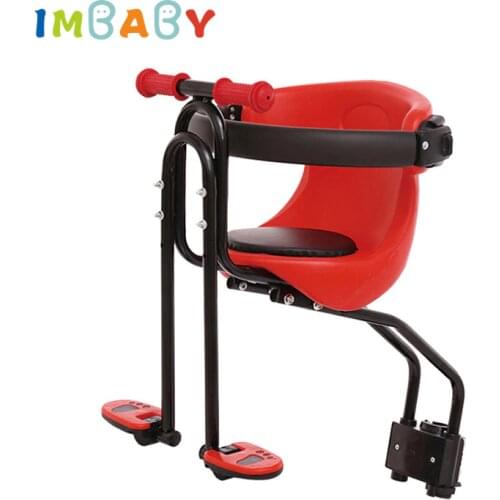 IMBABY Child Bicycle Safe Baby Seat Child Safety Carrier Front Seat Saddle Cushion with Back Rest Foot Pedals Bicycle Baby Seat