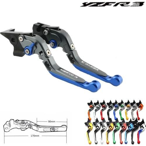 For Yamaha YZF R3 Laser Logo YZFR3 CNC Adjustable Foldable Expandable Expandable Motorcycle Brake Clutch Lever 2015-2018 2017