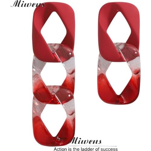 Miwens Elegant Asymmetric Resin Circle Dangle Drop Earrings for Women 2021 Charm Acrylic Pendant Statement Earrings Jewelry Gift