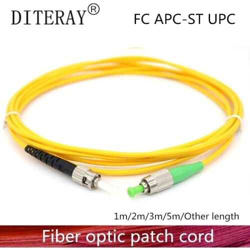 FC/APC to ST/UPC Fiber Optic Patch Cord Cable FC-ST 1/3/5/10/20/30M Jumper Single Mode Simplex 2.0mm Optical Fibra Optica FTTH