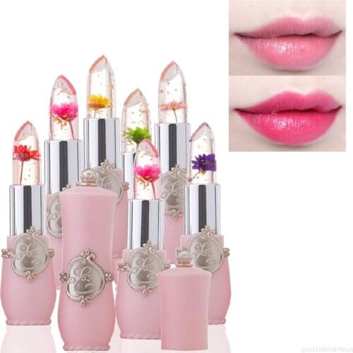 Flower Crystal Jelly Lipstick Magic Temperature Color Changing Lip Balm Moisturizing Long Lasting Beauty Lipstick Makeup