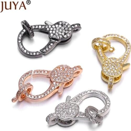 Luxury Zirconia Rhinestone Lobster Clasps Hooks Connectors For Jewelry Making DIY Beaded Bracelets Necklaces