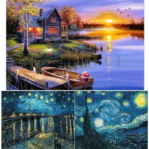 5D DIY Diamond Painting Van Gogh Starry Night Cross Stitch kit Full Drill Embroidery Abstract Mosaic Art Picture Gift Home Decor