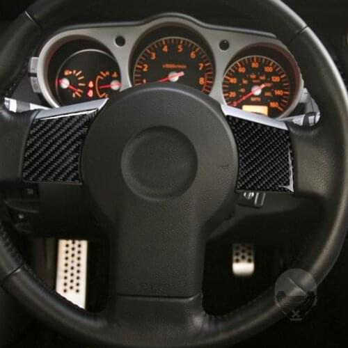 Steering Wheel Button Frame Trim Carbon Fiber Car Steering Wheel Button Frame Sticker for Nissan 350Z 2003-2009 Left Right Drive