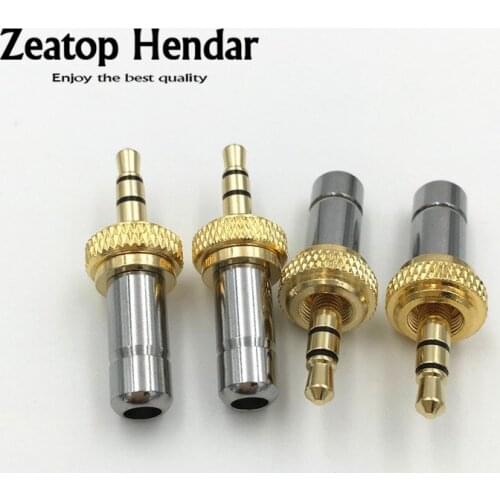 2Pcs Mini 3.5mm 3 Pole with Screw Locking Stereo Jack 3.5mm Audio Plug for DIY Soldering Earphone Headphone Connector Silver